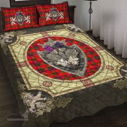 Scottish MacColl Modern Clan Tartan Quilt Bed Set - Crystal Thistle Shield