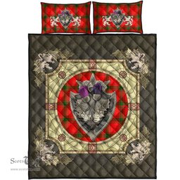 Scottish MacDonald of Sleat Clan Tartan Quilt Bed Set - Crystal Thistle Shield