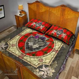 Scottish MacDonald of Sleat Clan Tartan Quilt Bed Set - Crystal Thistle Shield
