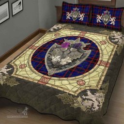 Scottish Home Modern Clan Tartan Quilt Bed Set - Crystal Thistle Shield
