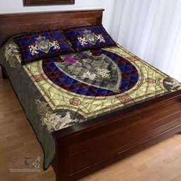 Scottish Home Modern Clan Tartan Quilt Bed Set - Crystal Thistle Shield