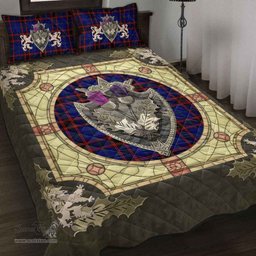 Scottish Home Modern Clan Tartan Quilt Bed Set - Crystal Thistle Shield