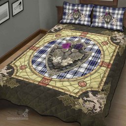Scottish Hannay Modern Clan Tartan Quilt Bed Set - Crystal Thistle Shield