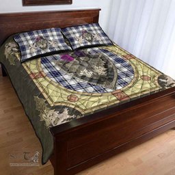 Scottish Hannay Modern Clan Tartan Quilt Bed Set - Crystal Thistle Shield