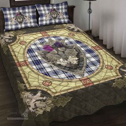 Scottish Hannay Modern Clan Tartan Quilt Bed Set - Crystal Thistle Shield