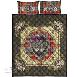 Scottish Drummond of Strathallan Clan Tartan Quilt Bed Set - Crystal Thistle Shield