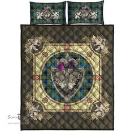 Scottish Gillies Ancient Clan Tartan Quilt Bed Set - Crystal Thistle Shield