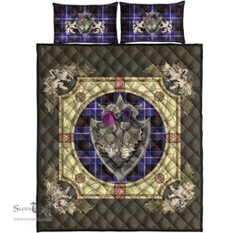 Scottish Dunlop Modern Clan Tartan Quilt Bed Set - Crystal Thistle Shield