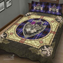 Scottish Dunlop Modern Clan Tartan Quilt Bed Set - Crystal Thistle Shield