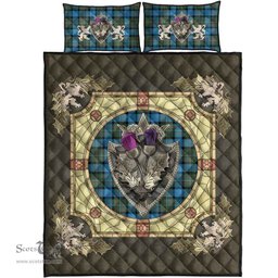 Scottish Fergusson Ancient Clan Tartan Quilt Bed Set - Crystal Thistle Shield
