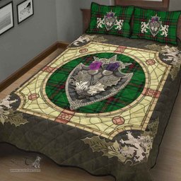 Scottish Fife District Clan Tartan Quilt Bed Set - Crystal Thistle Shield