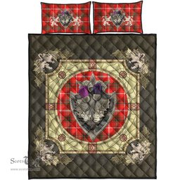 Scottish Duke of Rothesay Modern Clan Tartan Quilt Bed Set - Crystal Thistle Shield