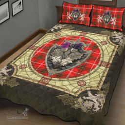Scottish Duke of Rothesay Modern Clan Tartan Quilt Bed Set - Crystal Thistle Shield