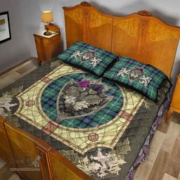 Scottish MacDonald of the Isles Hunting Ancient Clan Tartan Quilt Bed Set - Crystal Thistle Shield