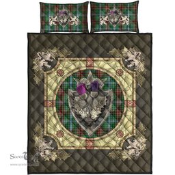 Scottish Gayre Clan Tartan Quilt Bed Set - Crystal Thistle Shield