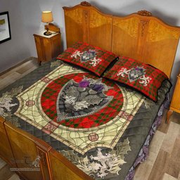 Scottish Livingstone Modern Clan Tartan Quilt Bed Set - Crystal Thistle Shield