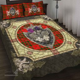 Scottish Livingstone Modern Clan Tartan Quilt Bed Set - Crystal Thistle Shield