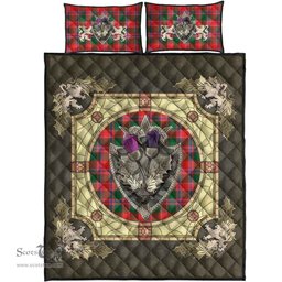 Scottish Dalziel Modern Clan Tartan Quilt Bed Set - Crystal Thistle Shield