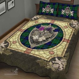 Scottish MacCallum Modern Clan Tartan Quilt Bed Set - Crystal Thistle Shield