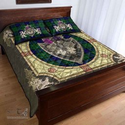 Scottish MacCallum Modern Clan Tartan Quilt Bed Set - Crystal Thistle Shield
