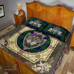 Scottish MacCallum Modern Clan Tartan Quilt Bed Set - Crystal Thistle Shield