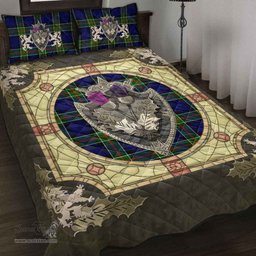 Scottish Colquhoun Modern Clan Tartan Quilt Bed Set - Crystal Thistle Shield