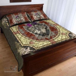 Scottish Davidson Dress Dancers Clan Tartan Quilt Bed Set - Crystal Thistle Shield