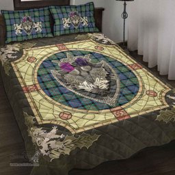 Scottish MacDonnell of Glengarry Ancient Clan Tartan Quilt Bed Set - Crystal Thistle Shield