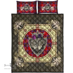 Scottish Leslie Modern Clan Tartan Quilt Bed Set - Crystal Thistle Shield