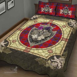 Scottish Leslie Modern Clan Tartan Quilt Bed Set - Crystal Thistle Shield