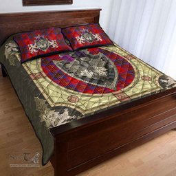 Scottish Leslie Modern Clan Tartan Quilt Bed Set - Crystal Thistle Shield