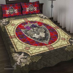 Scottish Leslie Modern Clan Tartan Quilt Bed Set - Crystal Thistle Shield