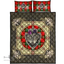 Scottish Lennox Modern Clan Tartan Quilt Bed Set - Crystal Thistle Shield