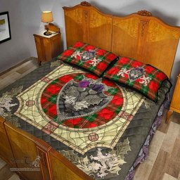 Scottish Lennox Modern Clan Tartan Quilt Bed Set - Crystal Thistle Shield