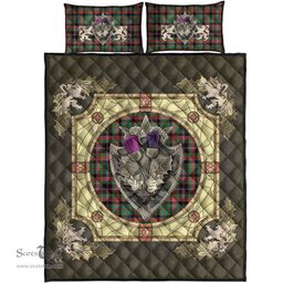 Scottish Cumming Hunting Ancient Clan Tartan Quilt Bed Set - Crystal Thistle Shield