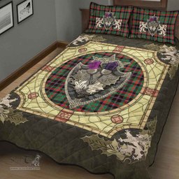 Scottish Cumming Hunting Ancient Clan Tartan Quilt Bed Set - Crystal Thistle Shield