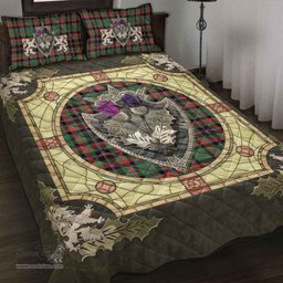 Scottish Cumming Hunting Ancient Clan Tartan Quilt Bed Set - Crystal Thistle Shield