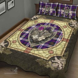 Scottish MacDonald Dress Modern Clan Tartan Quilt Bed Set - Crystal Thistle Shield