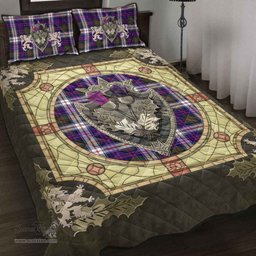 Scottish MacDonald Dress Modern Clan Tartan Quilt Bed Set - Crystal Thistle Shield