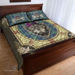 Scottish Leslie Hunting Ancient Clan Tartan Quilt Bed Set - Crystal Thistle Shield