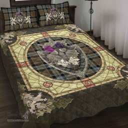 Scottish Graham of Menteith Weathered Clan Tartan Quilt Bed Set - Crystal Thistle Shield