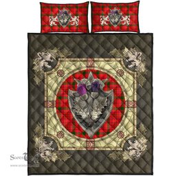 Scottish MacDonnell of Keppoch Modern Clan Tartan Quilt Bed Set - Crystal Thistle Shield