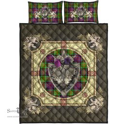 Scottish MacDonald of Clanranald Clan Tartan Quilt Bed Set - Crystal Thistle Shield