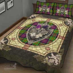 Scottish MacDonald of Clanranald Clan Tartan Quilt Bed Set - Crystal Thistle Shield