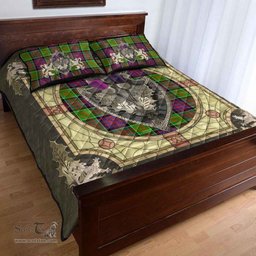 Scottish MacDonald of Clanranald Clan Tartan Quilt Bed Set - Crystal Thistle Shield