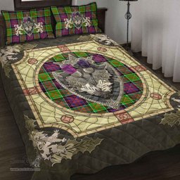 Scottish MacDonald of Clanranald Clan Tartan Quilt Bed Set - Crystal Thistle Shield