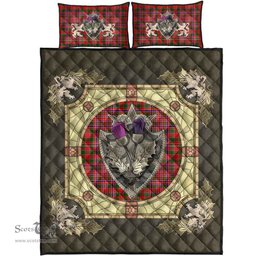 Scottish MacAlister Modern Clan Tartan Quilt Bed Set - Crystal Thistle Shield