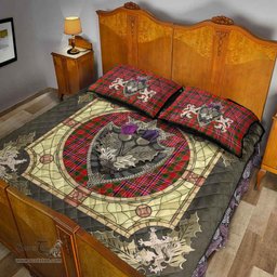 Scottish MacAlister Modern Clan Tartan Quilt Bed Set - Crystal Thistle Shield