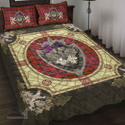 Scottish MacAlister Modern Clan Tartan Quilt Bed Set - Crystal Thistle Shield