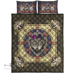 Scottish Fraser Hunting Modern Clan Tartan Quilt Bed Set - Crystal Thistle Shield